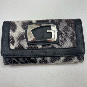 GUESS Black and White Snakeskin Wallet